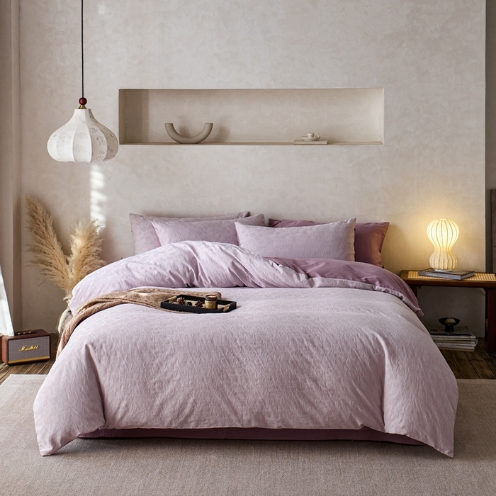 91家纺网 家纺一手货源 找家纺 眷恋家纺 2025年全棉纯棉染色提花四件套-郁见春色 郁见春色-浅紫