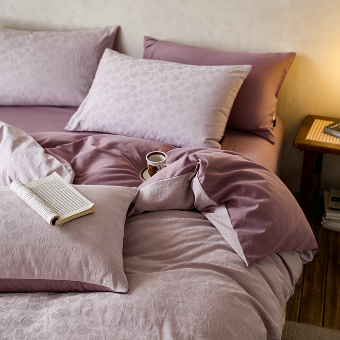 91家纺网 家纺一手货源 找家纺 眷恋家纺 2025年全棉纯棉染色提花四件套-郁见春色 郁见春色-浅紫