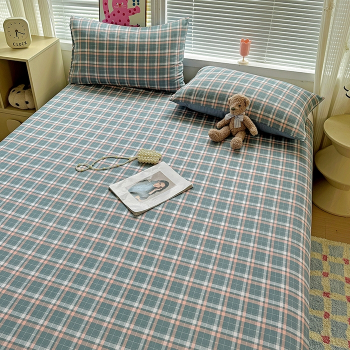 91家纺网 家纺一手货源 找家纺 （总）南通菲度家纺 2025新款ins博主风软糯糯亲肤印花热款纯色格子无印风水洗棉时尚单床单