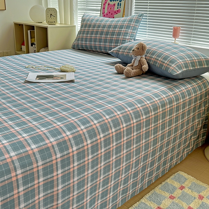 91家纺网 家纺一手货源 找家纺 （总）南通菲度家纺 2025新款ins博主风软糯糯亲肤印花热款纯色格子无印风水洗棉时尚单床单