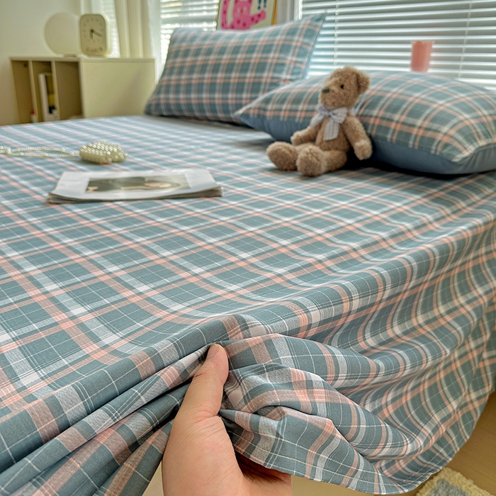 91家纺网 家纺一手货源 找家纺 （总）南通菲度家纺 2025新款ins博主风软糯糯亲肤印花热款纯色格子无印风水洗棉时尚单床单