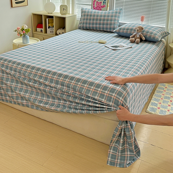 91家纺网 家纺一手货源 找家纺 （总）南通菲度家纺 2025新款ins博主风软糯糯亲肤印花热款纯色格子无印风水洗棉时尚单床单