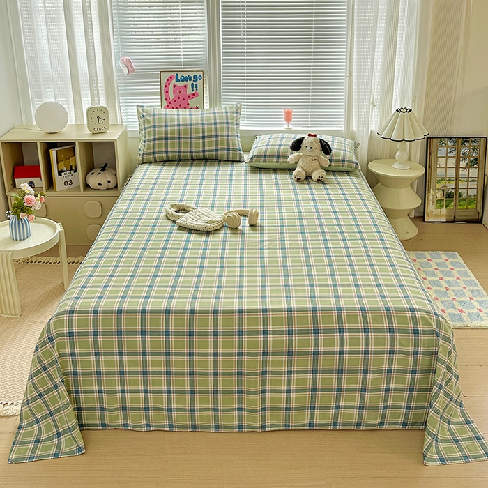 91家纺网 家纺一手货源 找家纺 （总）南通菲度家纺 2025新款ins博主风软糯糯亲肤印花热款纯色格子无印风水洗棉时尚单床单