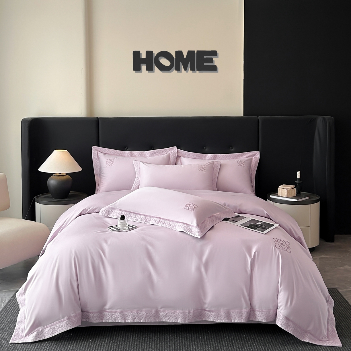 91家纺网 家纺一手货源 找家纺 安妮家居 2025新款A类100s长绒棉纯棉贡缎四件套-塞纳 塞纳-云洇紫