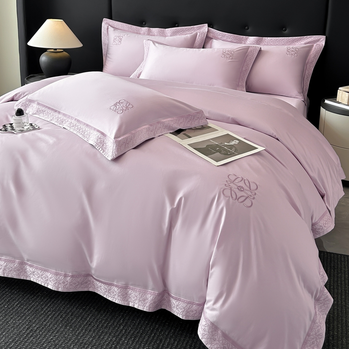 91家纺网 家纺一手货源 找家纺 安妮家居 2025新款A类100s长绒棉纯棉贡缎四件套-塞纳 塞纳-云洇紫