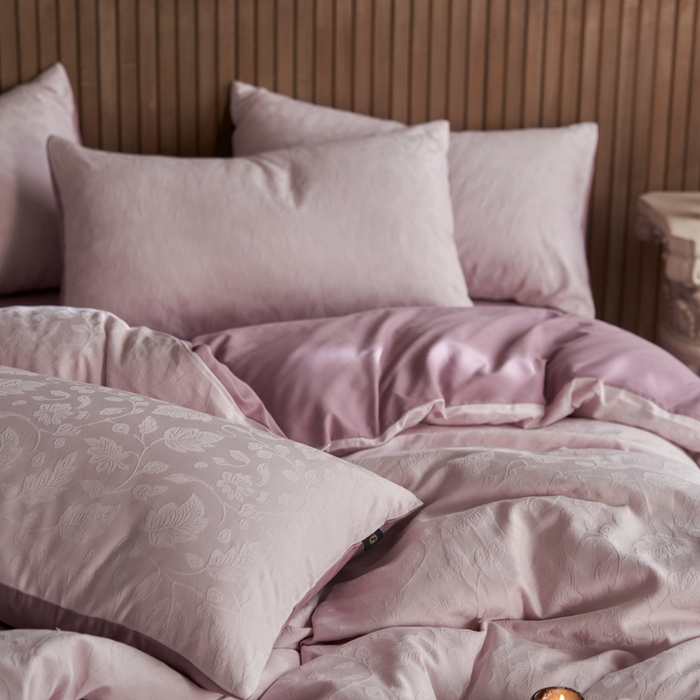 91家纺网 家纺一手货源 找家纺 眷恋家纺 2025年全棉纯棉染色提花四件套-南风 南风-珍珠粉