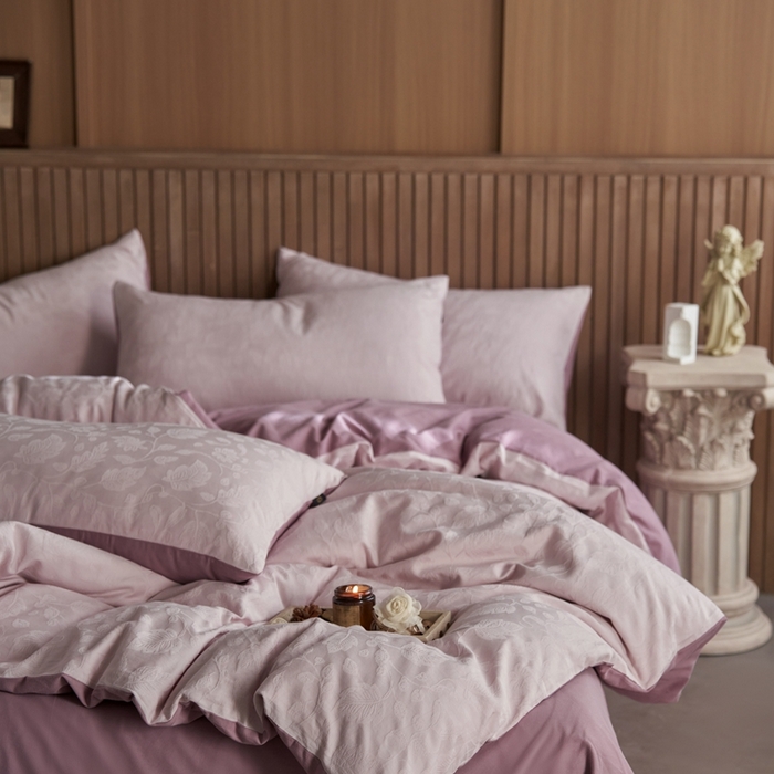 91家纺网 家纺一手货源 找家纺 眷恋家纺 2025年全棉纯棉染色提花四件套-南风 南风-珍珠粉