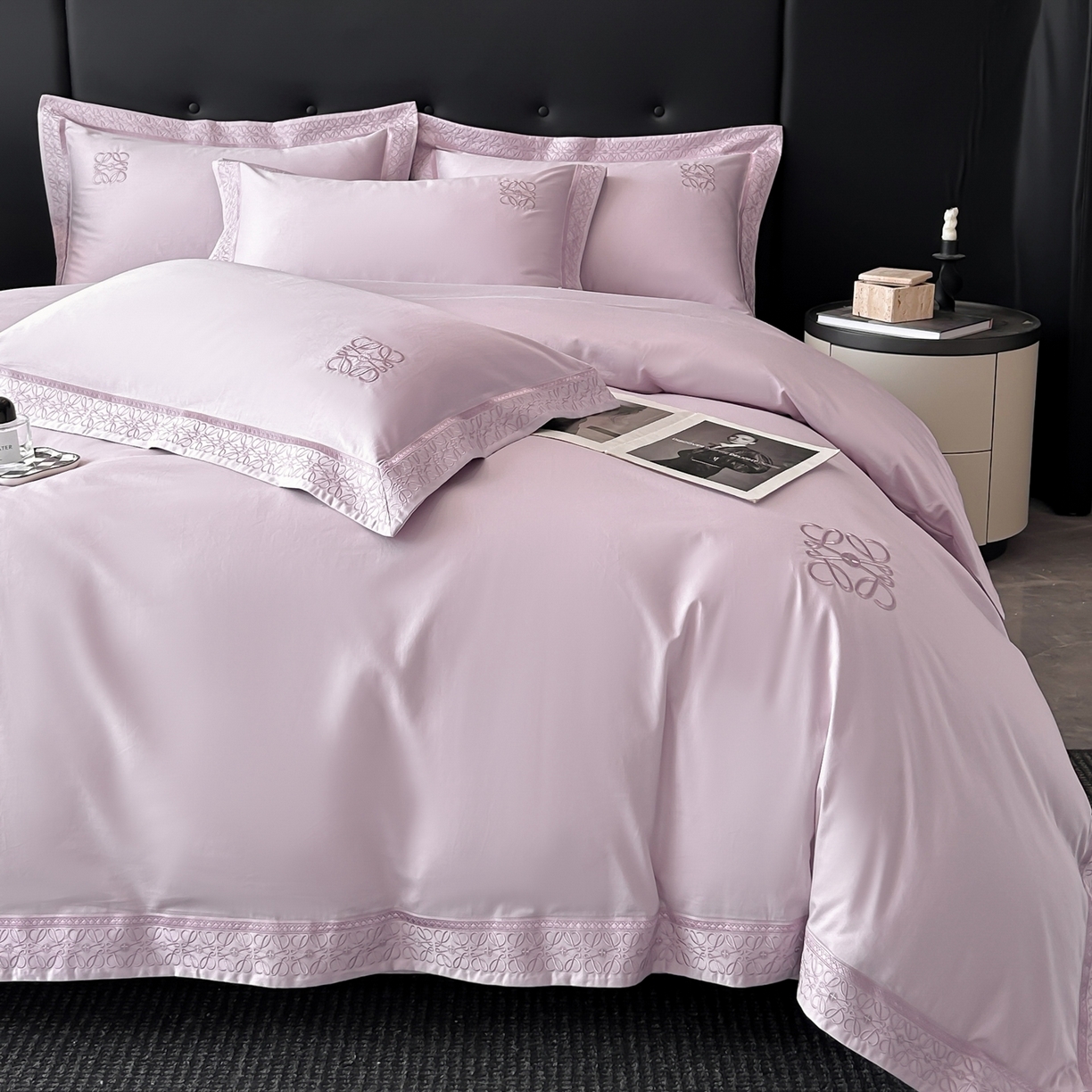 91家纺网 家纺一手货源 找家纺 安妮家居 2025新款A类100s长绒棉纯棉贡缎四件套-塞纳 塞纳-云洇紫