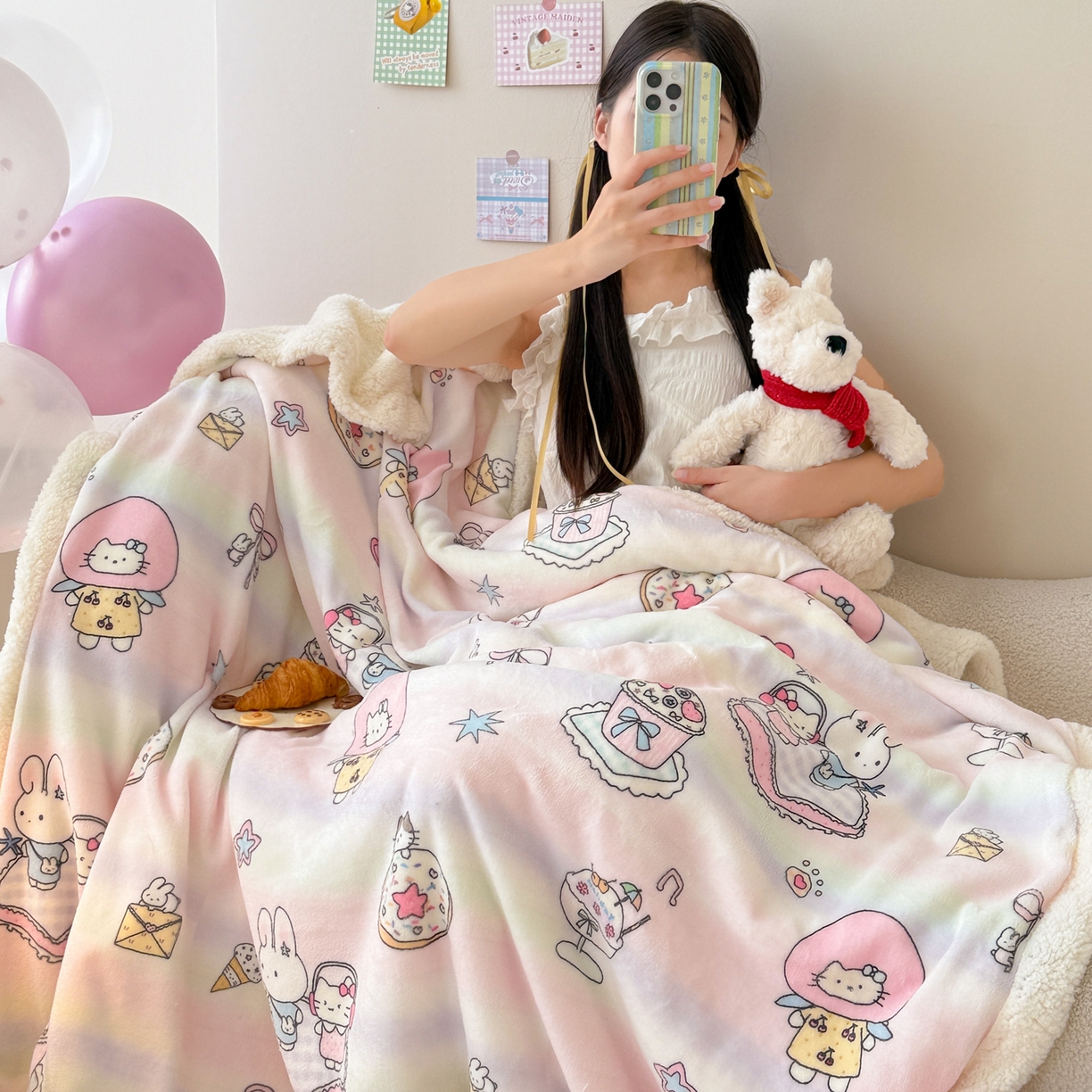 91家纺网 家纺一手货源 找家纺 （总）沐慕 2025新款牛奶绒拼羊羔绒毛毯盖毯毯子