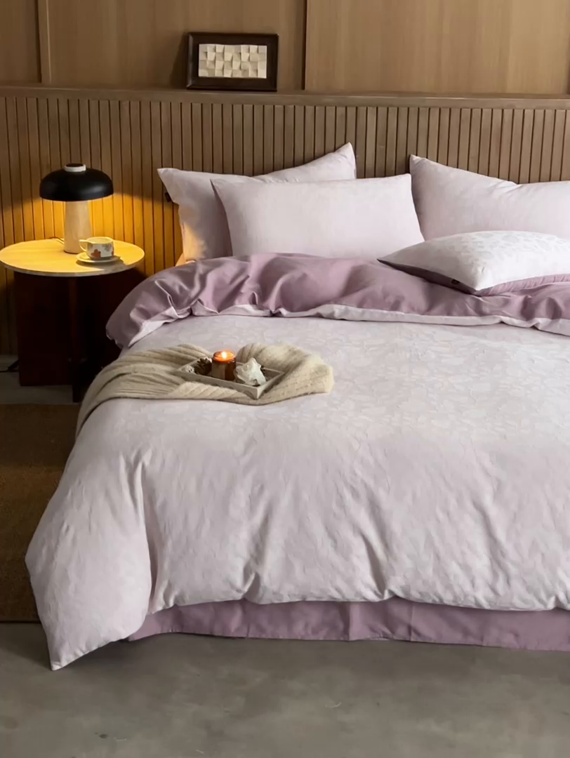 91家纺网 家纺一手货源 找家纺 眷恋家纺 2025年全棉纯棉染色提花四件套-南风 南风-珍珠粉