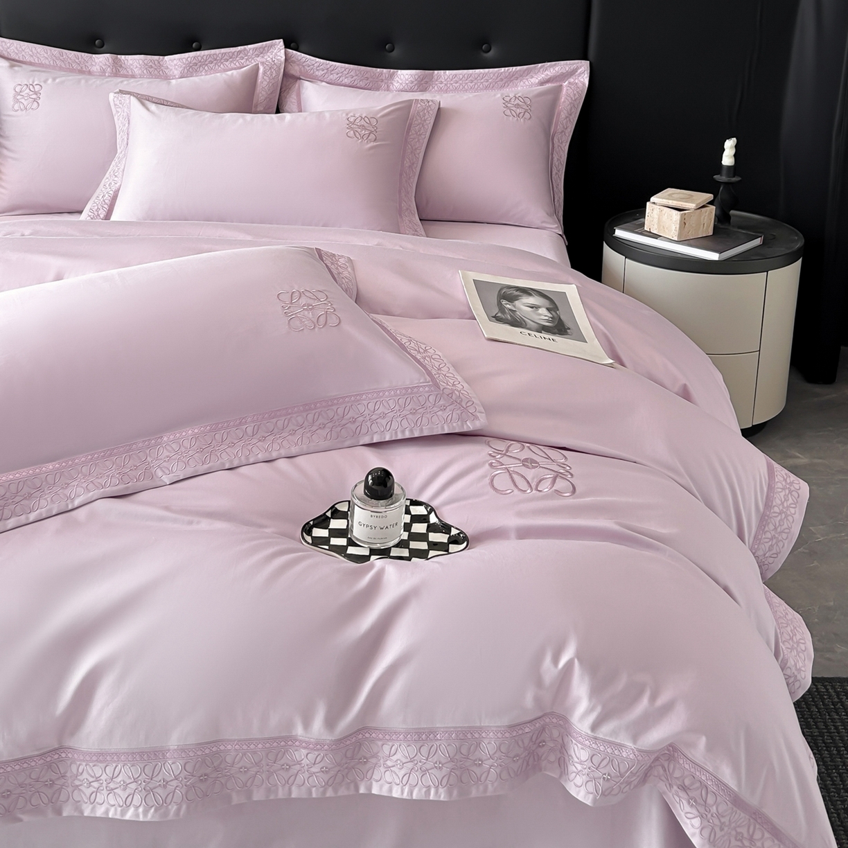 91家纺网 家纺一手货源 找家纺 安妮家居 2025新款A类100s长绒棉纯棉贡缎四件套-塞纳 塞纳-云洇紫