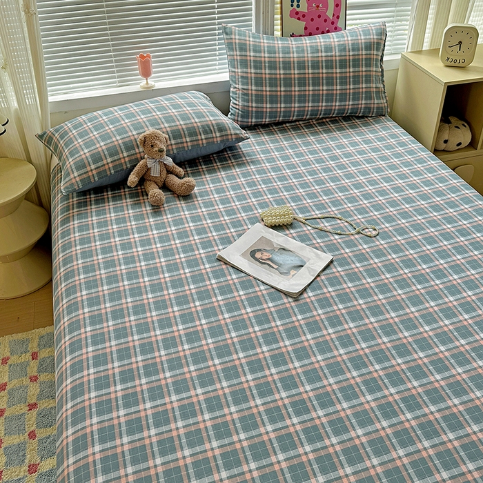 91家纺网 家纺一手货源 找家纺 南通菲度家纺 2025新款ins博主风软糯糯亲肤印花热款纯色格子无印风水洗棉时尚单床单 安卡拉