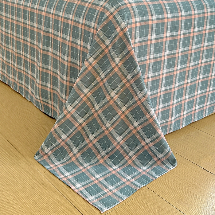 91家纺网 家纺一手货源 找家纺 南通菲度家纺 2025新款ins博主风软糯糯亲肤印花热款纯色格子无印风水洗棉时尚单床单 安卡拉