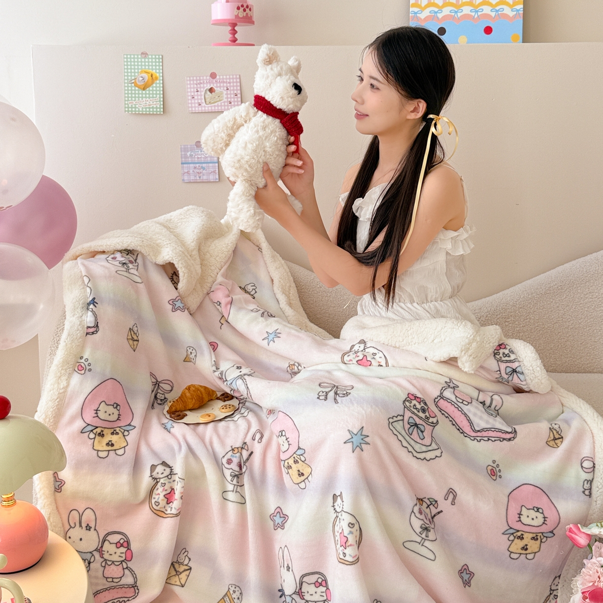 91家纺网 家纺一手货源 找家纺 （总）沐慕 2025新款牛奶绒拼羊羔绒毛毯盖毯毯子