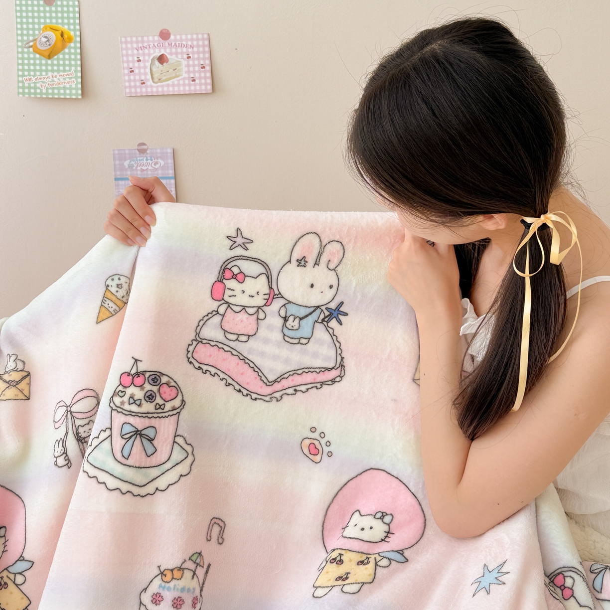 91家纺网 家纺一手货源 找家纺 （总）沐慕 2025新款牛奶绒拼羊羔绒毛毯盖毯毯子