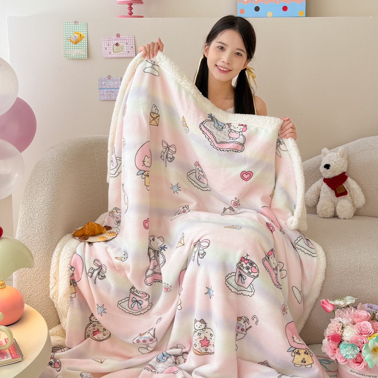 91家纺网 家纺一手货源 找家纺 （总）沐慕 2025新款牛奶绒拼羊羔绒毛毯盖毯毯子