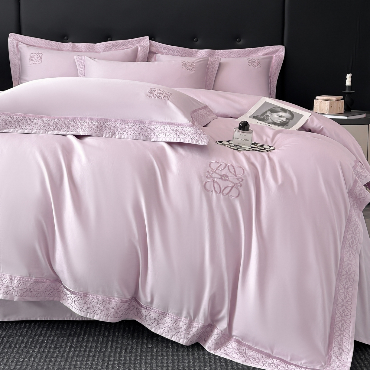 91家纺网 家纺一手货源 找家纺 安妮家居 2025新款A类100s长绒棉纯棉贡缎四件套-塞纳 塞纳-云洇紫