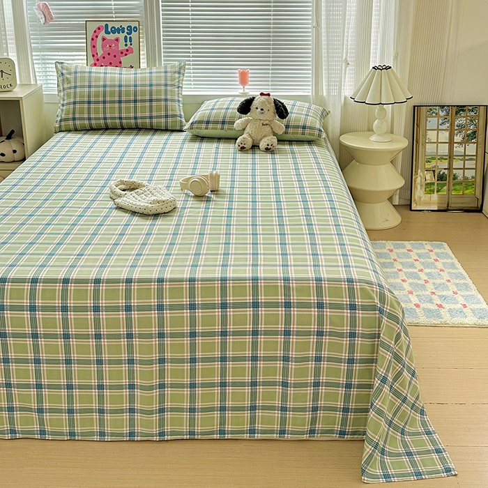 91家纺网 家纺一手货源 找家纺 南通菲度家纺 2025新款ins博主风软糯糯亲肤印花热款纯色格子无印风水洗棉时尚单床单 奥兰多