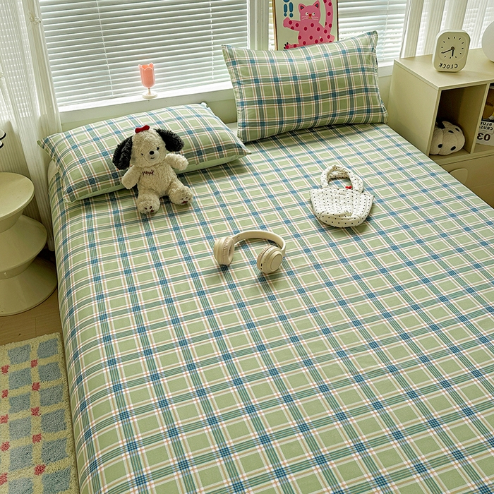 91家纺网 家纺一手货源 找家纺 南通菲度家纺 2025新款ins博主风软糯糯亲肤印花热款纯色格子无印风水洗棉时尚单床单 奥兰多