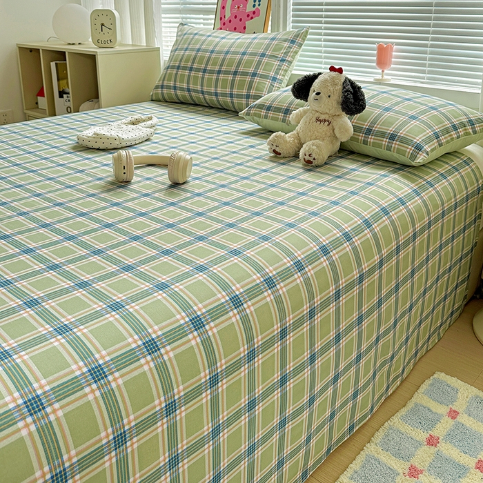 91家纺网 家纺一手货源 找家纺 南通菲度家纺 2025新款ins博主风软糯糯亲肤印花热款纯色格子无印风水洗棉时尚单床单 奥兰多