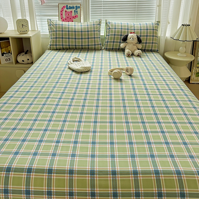 91家纺网 家纺一手货源 找家纺 南通菲度家纺 2025新款ins博主风软糯糯亲肤印花热款纯色格子无印风水洗棉时尚单床单 奥兰多