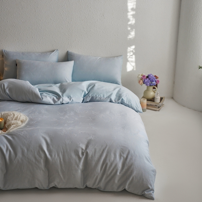 91家纺网 家纺一手货源 找家纺 （总）眷恋家纺 2025年全棉纯棉染色提花四件套-简蝶