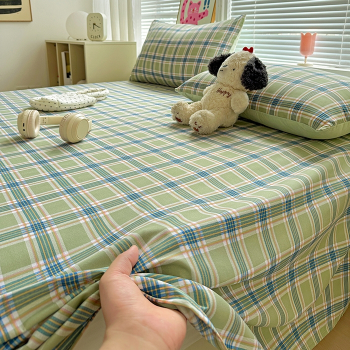 91家纺网 家纺一手货源 找家纺 南通菲度家纺 2025新款ins博主风软糯糯亲肤印花热款纯色格子无印风水洗棉时尚单床单 奥兰多