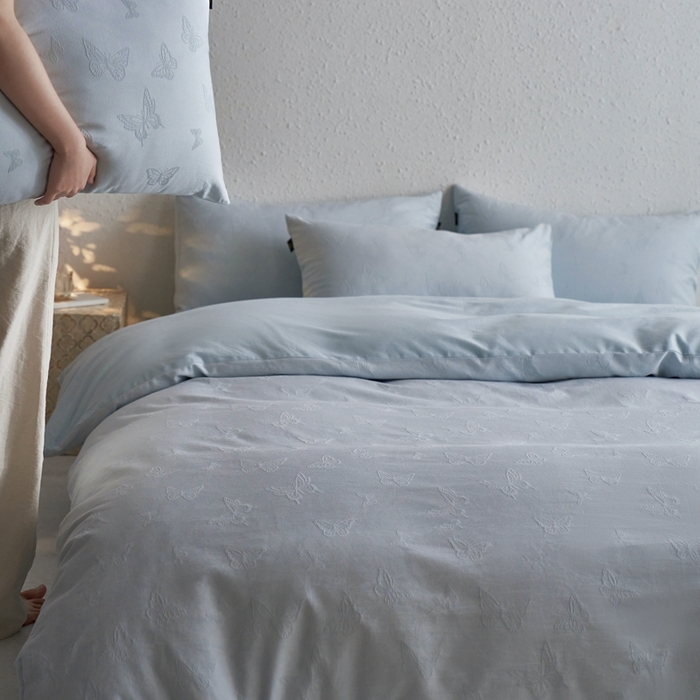 91家纺网 家纺一手货源 找家纺 （总）眷恋家纺 2025年全棉纯棉染色提花四件套-简蝶