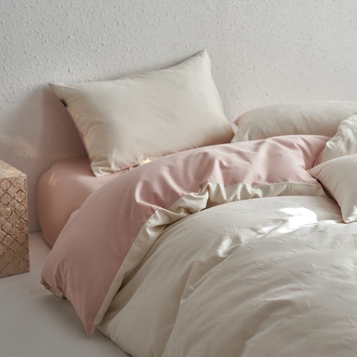 91家纺网 家纺一手货源 找家纺 眷恋家纺 2025年全棉纯棉染色提花四件套-简蝶 简蝶-米白