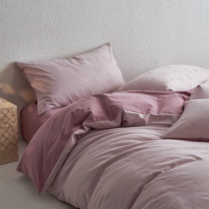 91家纺网 家纺一手货源 找家纺 眷恋家纺 2025年全棉纯棉染色提花四件套-简蝶 简蝶-浅紫