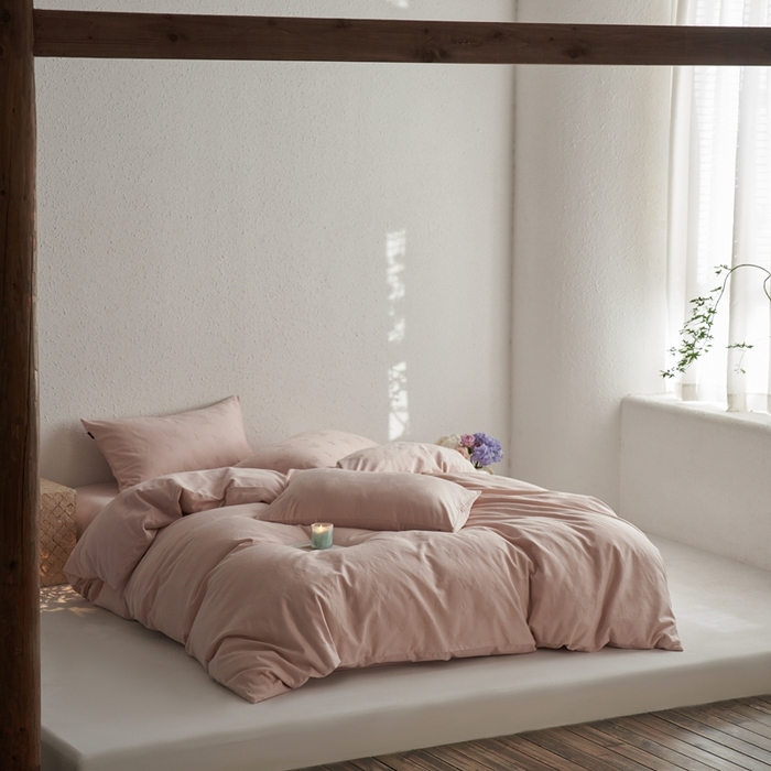 91家纺网 家纺一手货源 找家纺 眷恋家纺 2025年全棉纯棉染色提花四件套-简蝶 简蝶-淡粉