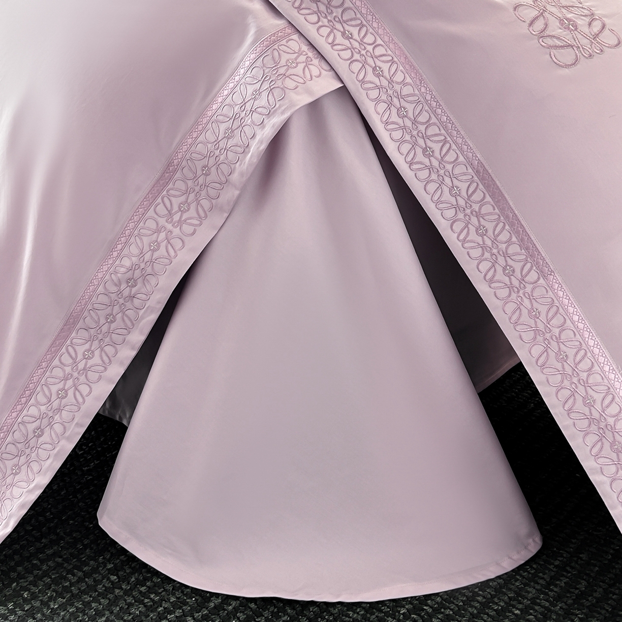 91家纺网 家纺一手货源 找家纺 安妮家居 2025新款A类100s长绒棉纯棉贡缎四件套-塞纳 塞纳-云洇紫