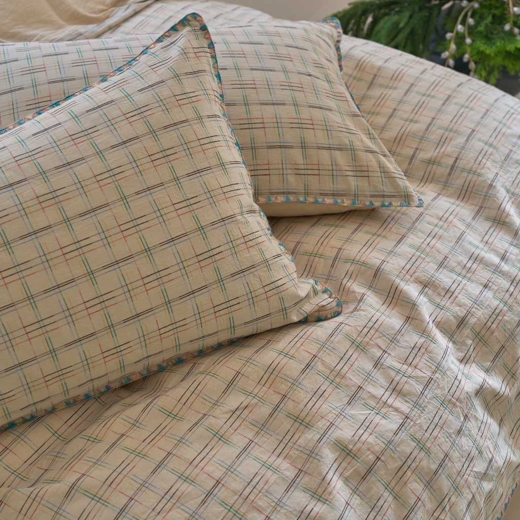 91家纺网 家纺一手货源 找家纺 洋铭区（原狠狠爱） 2025新款慕斯VS早安水洗棉彩边色织提花四件套 早安-米驼