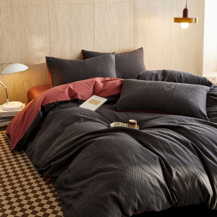 91家纺网 家纺一手货源 找家纺 眷恋家纺 2025年全棉纯棉染色提花四件套-浮光跃川 浮光跃川-青灰