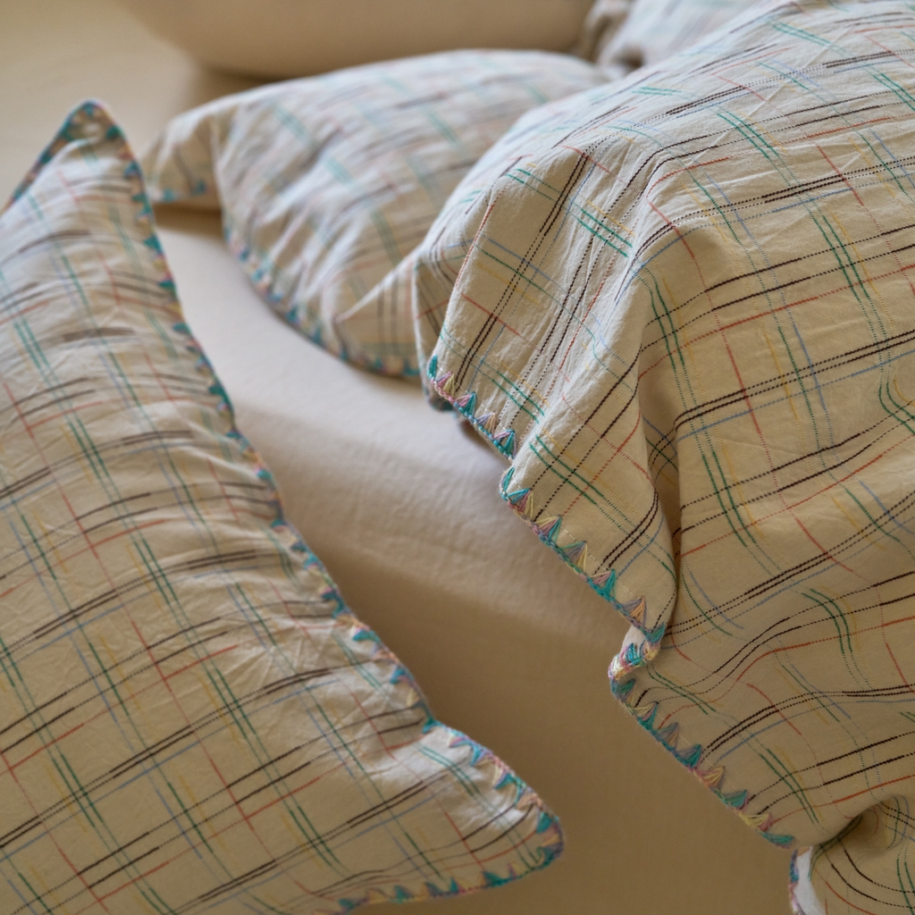 91家纺网 家纺一手货源 找家纺 洋铭区（原狠狠爱） 2025新款慕斯VS早安水洗棉彩边色织提花四件套 早安-米驼