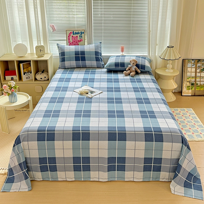 南通菲度家纺 2025新款ins博主风软糯糯亲肤印花热款纯色格子无印风水洗棉时尚单床单 柏林