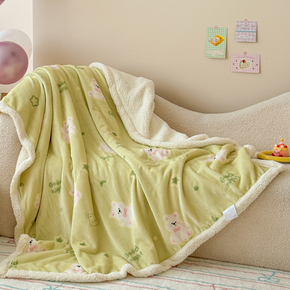 91家纺网 家纺一手货源 找家纺 （总）沐慕 2025新款牛奶绒拼羊羔绒毛毯盖毯毯子