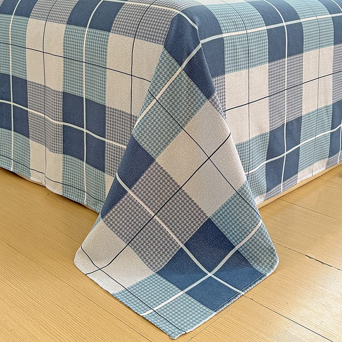 91家纺网 家纺一手货源 找家纺 南通菲度家纺 2025新款ins博主风软糯糯亲肤印花热款纯色格子无印风水洗棉时尚单床单 柏林