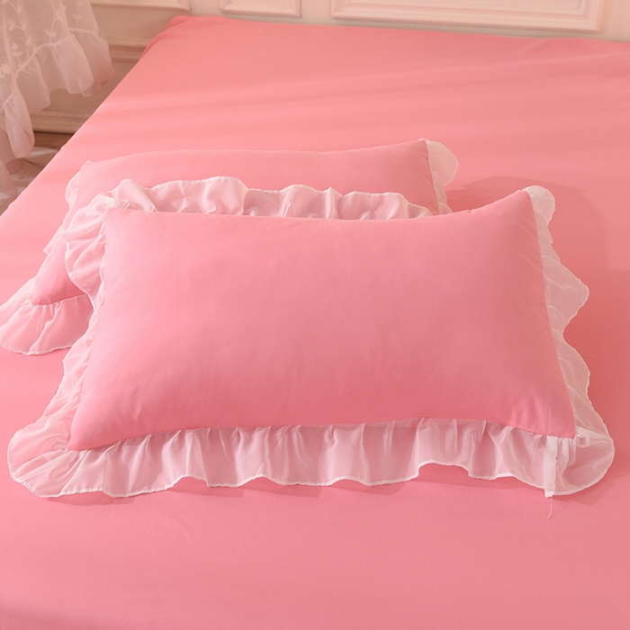 91家纺网 家纺一手货源 找家纺 后庭寝室 2025新款亲肤雪纺花边刺绣蕾丝公主四件套-花香系列 花香-公主粉