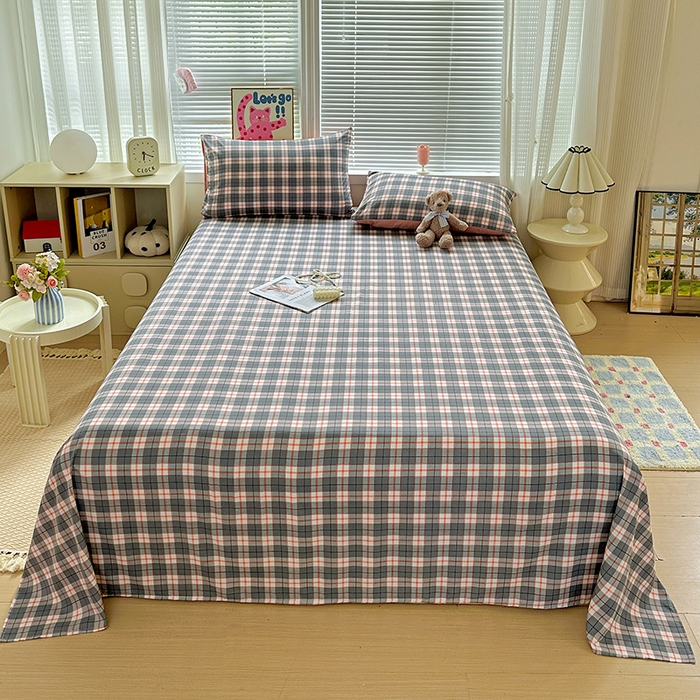 南通菲度家纺 2025新款ins博主风软糯糯亲肤印花热款纯色格子无印风水洗棉时尚单床单 开罗
