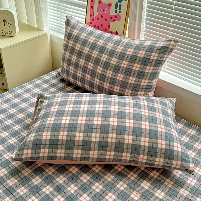 91家纺网 家纺一手货源 找家纺 南通菲度家纺 2025新款ins博主风软糯糯亲肤印花热款纯色格子无印风水洗棉时尚单床单 开罗