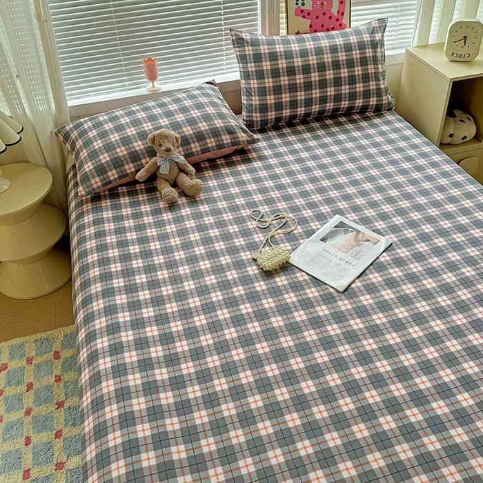 91家纺网 家纺一手货源 找家纺 南通菲度家纺 2025新款ins博主风软糯糯亲肤印花热款纯色格子无印风水洗棉时尚单床单 开罗