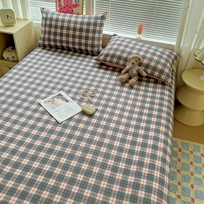 91家纺网 家纺一手货源 找家纺 南通菲度家纺 2025新款ins博主风软糯糯亲肤印花热款纯色格子无印风水洗棉时尚单床单 开罗