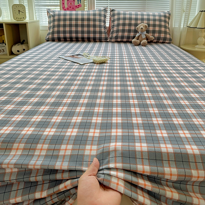 91家纺网 家纺一手货源 找家纺 南通菲度家纺 2025新款ins博主风软糯糯亲肤印花热款纯色格子无印风水洗棉时尚单床单 开罗
