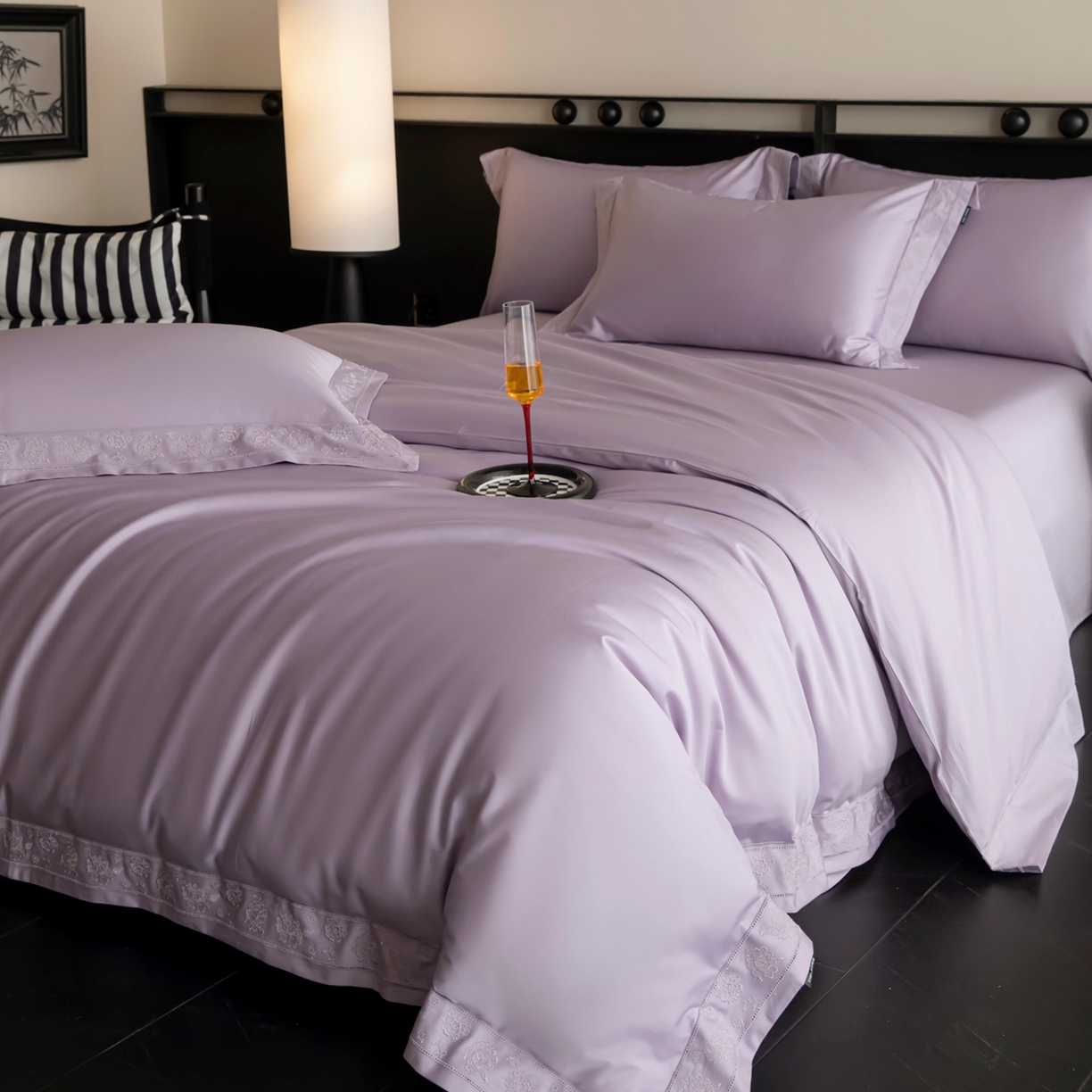 91家纺网 家纺一手货源 找家纺 （总）安妮家居 2025新款全棉纯棉100%丝光喷气13376镂空刺绣四件套-海瑟薇