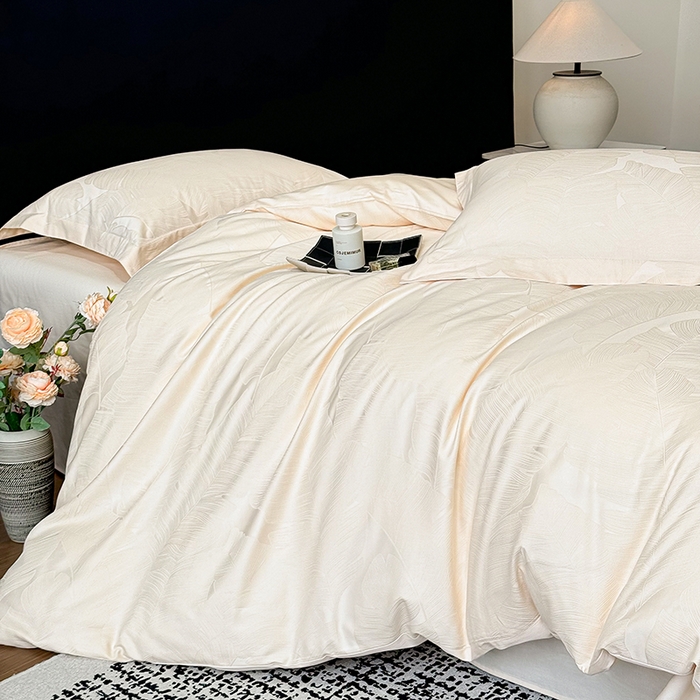 91家纺网 家纺一手货源 找家纺 （总）家居1号家纺 2025新款长绒棉纯棉提花四件套叶舞轻扬