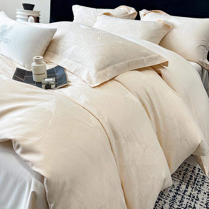 91家纺网 家纺一手货源 找家纺 （总）家居1号家纺 2025新款长绒棉纯棉提花四件套叶舞轻扬