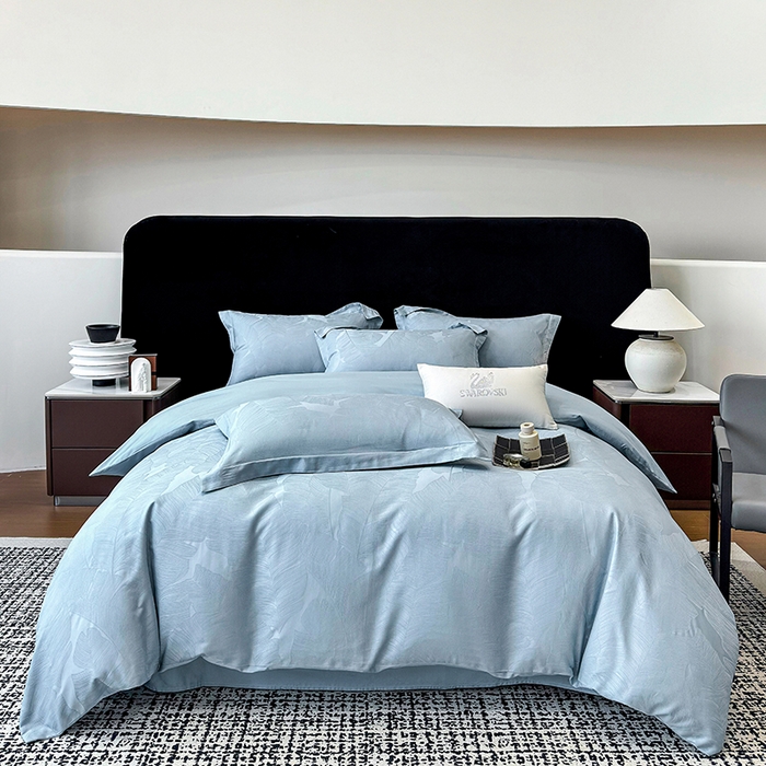 91家纺网 家纺一手货源 找家纺 家居1号家纺 2025新款长绒棉纯棉提花四件套叶舞轻扬 叶舞轻扬-温馨兰