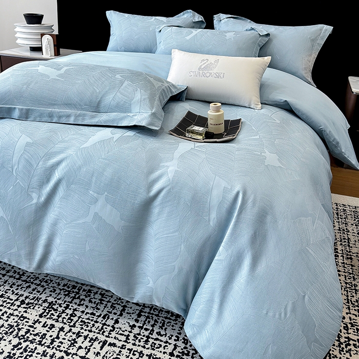 家居1号家纺 2025新款长绒棉纯棉提花四件套叶舞轻扬 叶舞轻扬-温馨兰