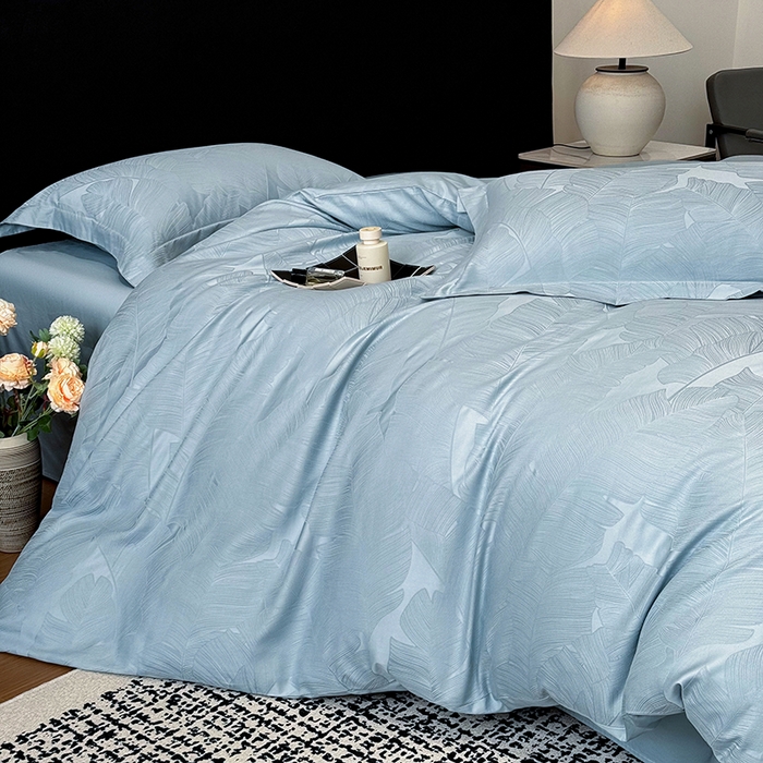 91家纺网 家纺一手货源 找家纺 家居1号家纺 2025新款长绒棉纯棉提花四件套叶舞轻扬 叶舞轻扬-温馨兰